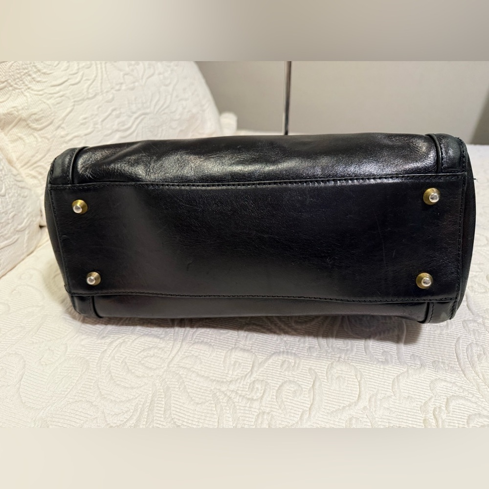 Gently Used Italian Black Leather Handbag - Picture 5 of 8
